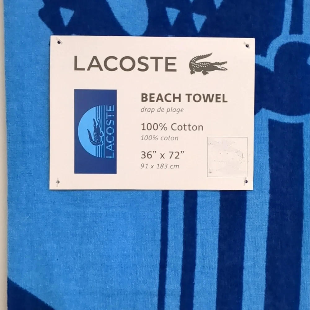 Lacoste 100% Cotton Beach Towel, 36" W x 72" L - Picture 4 of 4